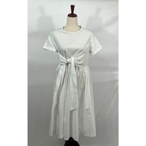 AMMA Kedem Sasson Sz 0 XS S White Tie Front Cotton Short Sleeve Dress NWT
